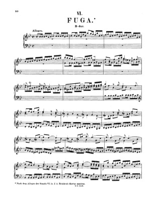Thumbnail of first page of Fugue in B-flat major, BWV 954 piano sheet music PDF by Bach.