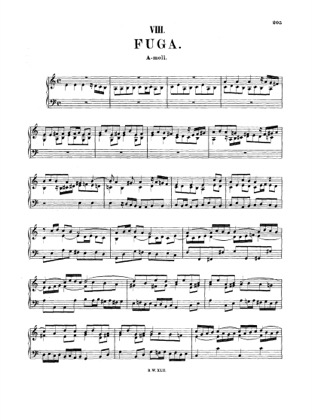Thumbnail of first page of Fugue in A minor, BWV 958 piano sheet music PDF by Bach.
