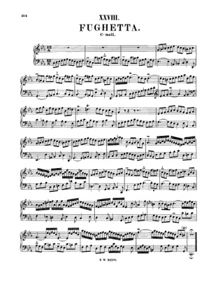 Thumbnail of first page of Fughetta in C minor, BWV 961 piano sheet music PDF by Bach.