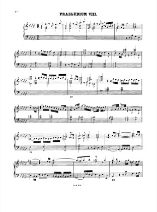 Thumbnail of first page of Prelude and Fugue No.8 eb minor, BWV 853 piano sheet music PDF by Bach.