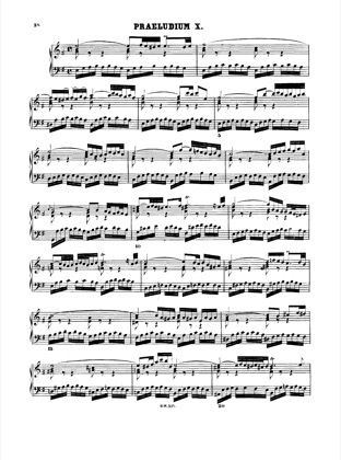 Thumbnail of first page of Prelude and Fugue No.10 e minor, BWV 855 piano sheet music PDF by Bach.