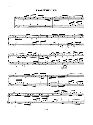 Thumbnail of first page of Prelude and Fugue No.12 f minor, BWV 857 piano sheet music PDF by Bach.