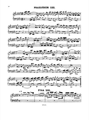 Thumbnail of first page of Prelude and Fugue No.13 F# major, BWV 858 piano sheet music PDF by Bach.