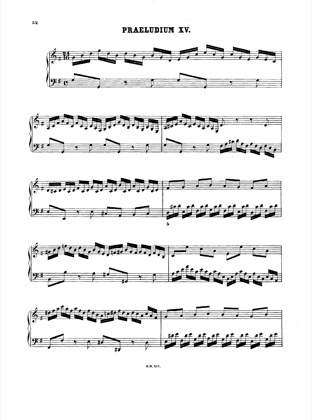 Thumbnail of first page of Prelude and Fugue No.15 G major, BWV 860 piano sheet music PDF by Bach.