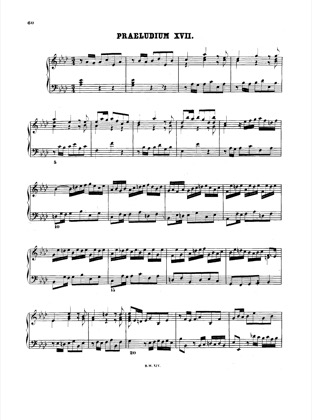 Thumbnail of first page of Prelude and Fugue No.17 Ab major, BWV 862 piano sheet music PDF by Bach.