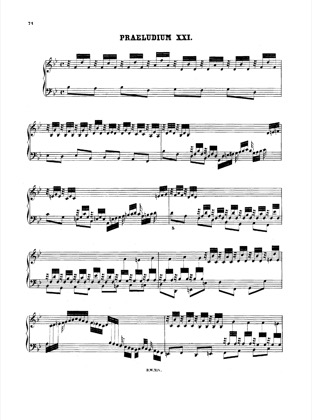 Thumbnail of first page of Prelude and Fugue No.21 Bb major, BWV 866 piano sheet music PDF by Bach.