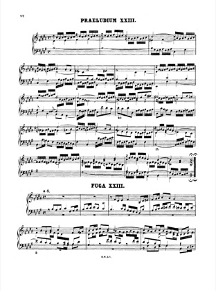 Thumbnail of first page of Prelude and Fugue No.23 B major, BWV 868 piano sheet music PDF by Bach.