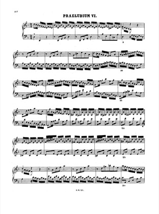 Thumbnail of first page of Prelude and Fugue No.6 d minor, BWV 875 piano sheet music PDF by Bach.