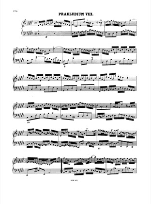 Thumbnail of first page of Prelude and Fugue No.8 eb minor, BWV 877 piano sheet music PDF by Bach.