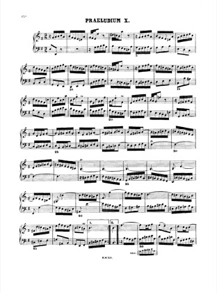 Thumbnail of first page of Prelude and Fugue No.10 e minor, BWV 879 piano sheet music PDF by Bach.