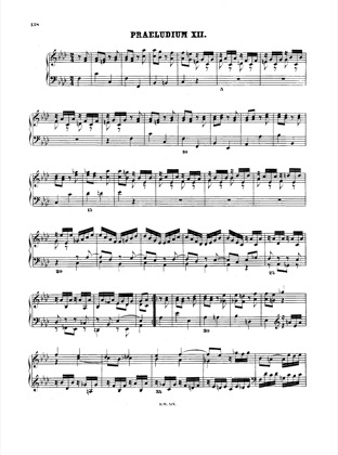 Thumbnail of first page of Prelude and Fugue No.12 f minor, BWV 881 piano sheet music PDF by Bach.