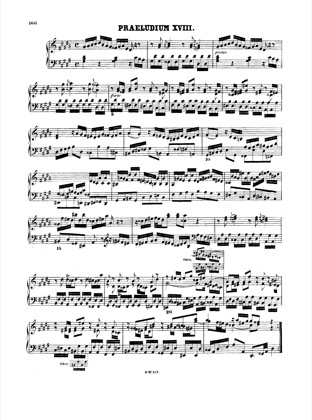 Thumbnail of first page of Prelude and Fugue No.18 g# minor, BWV 887 piano sheet music PDF by Bach.
