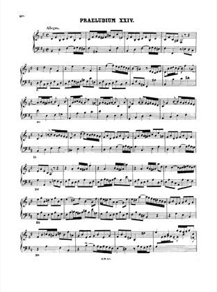 Thumbnail of first page of Prelude and Fugue No.24 b minor, BWV 893 piano sheet music PDF by Bach.