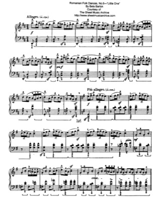 Thumbnail of first page of Little One, Sz.56 piano sheet music PDF by Bartok.