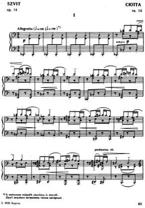 Thumbnail of first page of Suite for Piano, Op.1 piano sheet music PDF by Bartok.