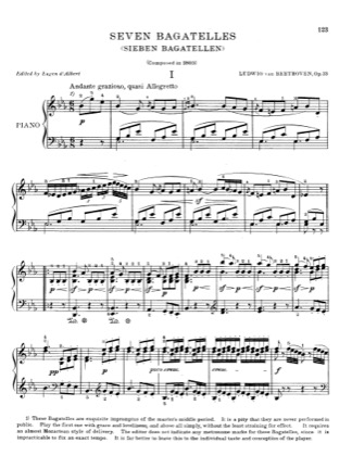 Thumbnail of first page of Bagatelles Op.33 piano sheet music PDF by Beethoven.