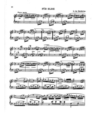 Thumbnail of first page of Fur Elise (6) piano sheet music PDF by Beethoven.