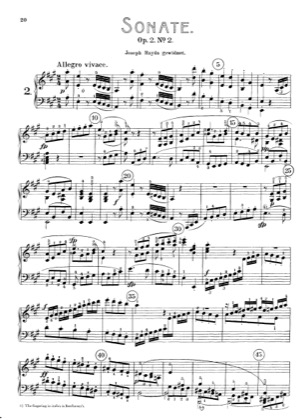 Thumbnail of first page of Sonata No.2 in A major piano sheet music PDF by Beethoven.