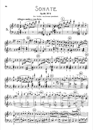Thumbnail of first page of Sonata No.5 in C minor piano sheet music PDF by Beethoven.