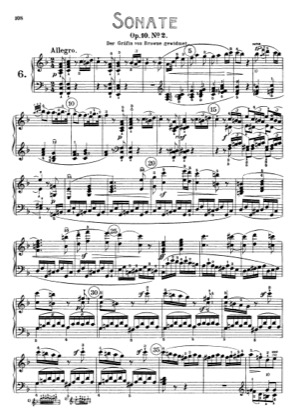 Thumbnail of first page of Sonata No.6 in F major piano sheet music PDF by Beethoven.