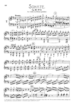 Thumbnail of first page of Sonata No.7 in D major piano sheet music PDF by Beethoven.