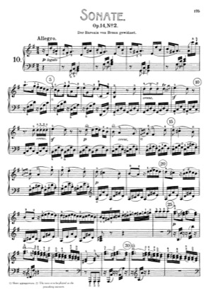 Thumbnail of first page of Sonata No.10 in G major piano sheet music PDF by Beethoven.