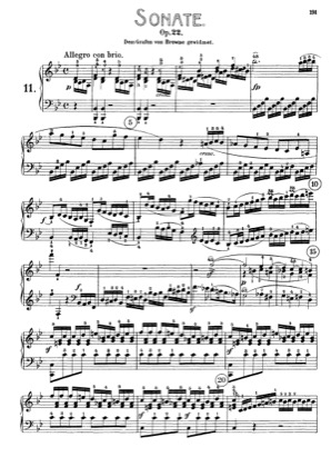 Thumbnail of first page of Sonata No.11 in B-flat major piano sheet music PDF by Beethoven.