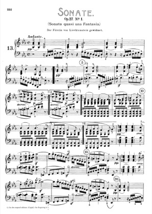 Thumbnail of first page of Sonata No.13 in E-flat major piano sheet music PDF by Beethoven.