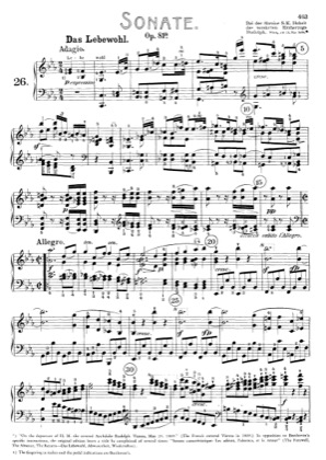 Thumbnail of first page of Sonata No.26 in E-flat Major piano sheet music PDF by Beethoven.