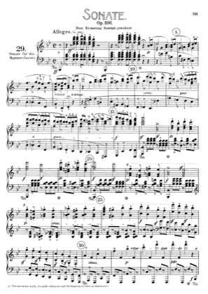Thumbnail of first page of Sonata No.29 in B-flat major piano sheet music PDF by Beethoven.