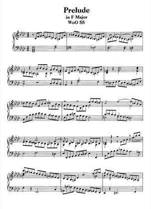 Thumbnail of first page of Prelude for Piano F-dur, WoO 55 piano sheet music PDF by Beethoven.