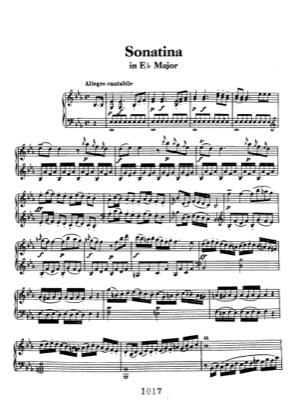 Thumbnail of first page of Sonatina in Eb piano sheet music PDF by Beethoven.