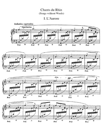 Thumbnail of first page of Chants du Rhin piano sheet music PDF by Bizet.