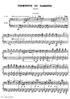 Thumbnail of first page of No.6 Trompette et Tambour piano sheet music PDF by Bizet.