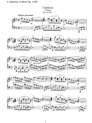 Thumbnail of first page of Fantasien 3. Capriccio, Op.116 piano sheet music PDF by Brahms.