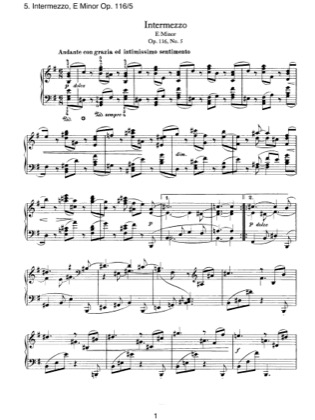 Thumbnail of first page of Fantasien 5. Intermezzo, Op.116 piano sheet music PDF by Brahms.