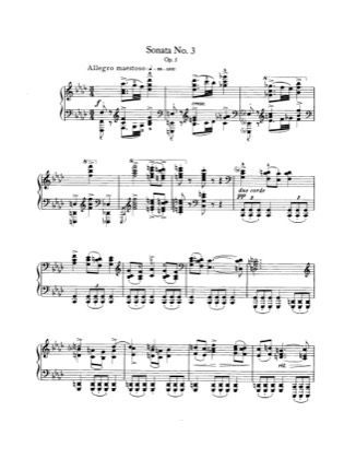 Thumbnail of first page of Piano Sonata No.3 in f minor piano sheet music PDF by Brahms.