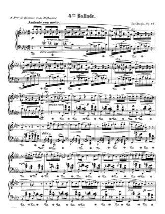 Thumbnail of first page of Ballade No.4 in f minor, Op.52 piano sheet music PDF by Chopin.