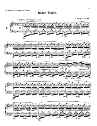 Thumbnail of first page of Op.25, Etude No.1 piano sheet music PDF by Chopin.