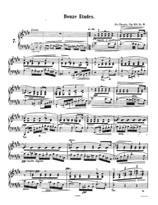 Thumbnail of first page of Op.25, Etude No.7 piano sheet music PDF by Chopin.