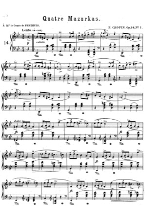 Thumbnail of first page of Mazurkas Op.24 piano sheet music PDF by Chopin.