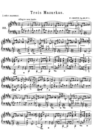 Thumbnail of first page of Mazurkas Op.56 piano sheet music PDF by Chopin.