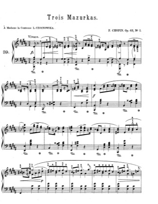 Thumbnail of first page of Mazurkas Op.63 piano sheet music PDF by Chopin.