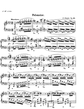 Thumbnail of first page of Polonaise in A flat major, Op.53 piano sheet music PDF by Chopin.