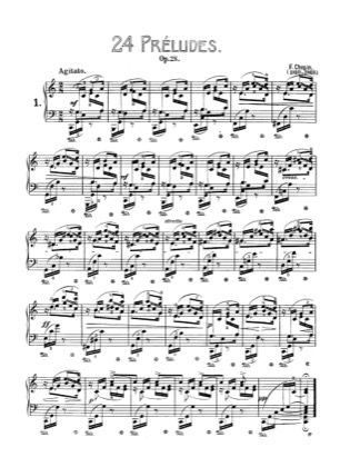Thumbnail of first page of Preludes Op.28 piano sheet music PDF by Chopin.