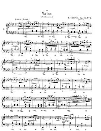 Thumbnail of first page of Waltzes Op.69 piano sheet music PDF by Chopin.