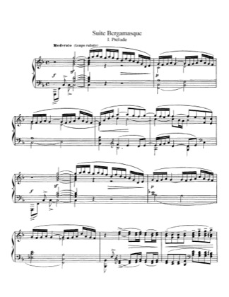 Thumbnail of first page of Suite Bergamasque piano sheet music PDF by Debussy.