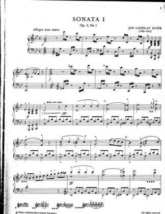 Thumbnail of first page of Sonata in B-flat Major, Op. 9/ 1 piano sheet music PDF by Dussek.