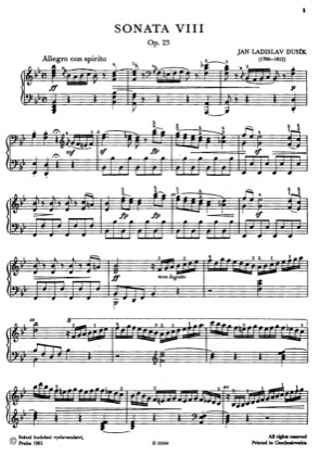 Thumbnail of first page of Sonata No.8, Op.23 piano sheet music PDF by Dussek.