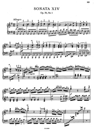Thumbnail of first page of Sonata No.14, Op.39 No.1 piano sheet music PDF by Dussek.
